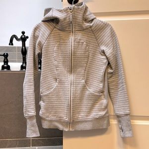 Lululemon Scuba hoodie Gray white stripes size 4